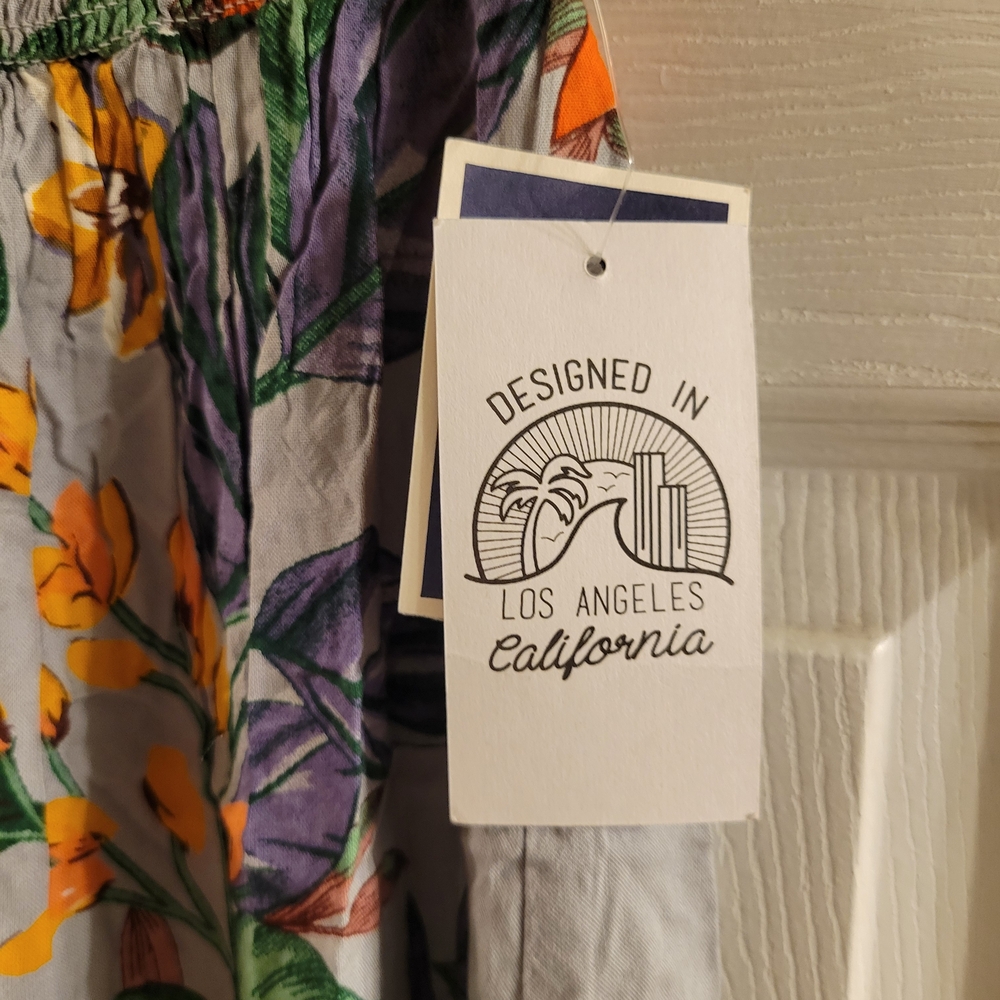 Gray Skirt With Bright Floral (Orange, Purple, Green, Yellow) Size LARGE NWT - Picture 5 of 9